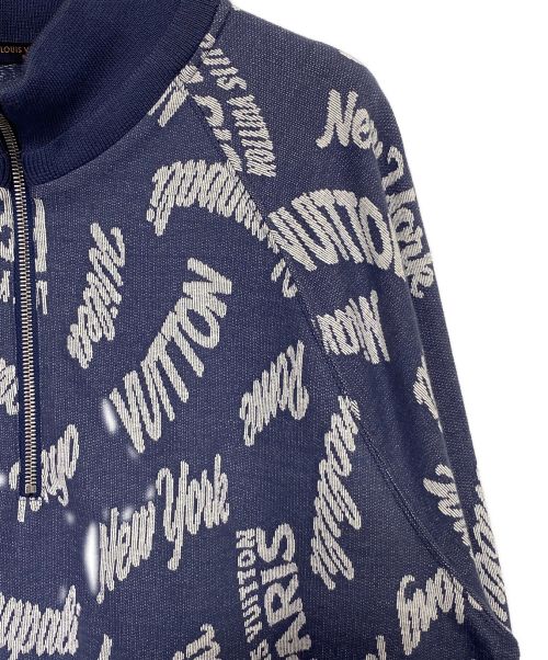 LOUIS VUITTON（ルイ ヴィトン）LOUIS VUITTON (ルイ ヴィトン) 総柄ハーフジップスウェット ブルー サイズ:XLの古着・服飾アイテム