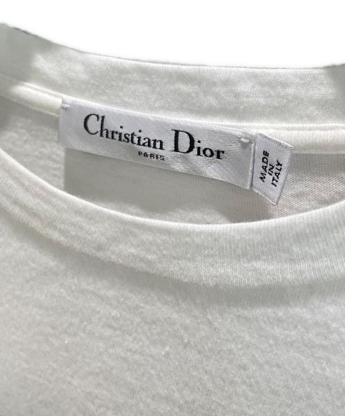 Christian Dior（クリスチャン ディオール）Christian Dior (クリスチャン ディオール) シグネチャーロゴ ライン Tシャツ ホワイト×ネイビー サイズ:Sの古着・服飾アイテム
