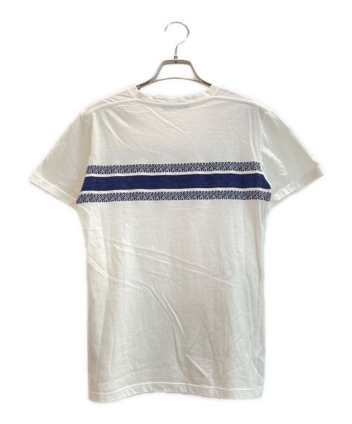 Christian Dior（クリスチャン ディオール）Christian Dior (クリスチャン ディオール) シグネチャーロゴ ライン Tシャツ ホワイト×ネイビー サイズ:Sの古着・服飾アイテム