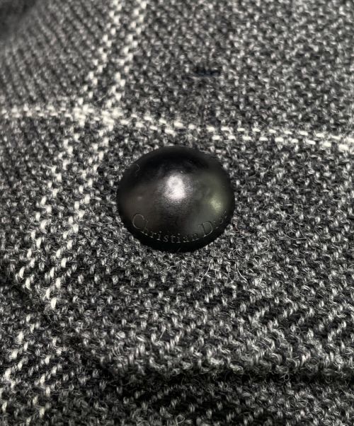 Christian Dior（クリスチャン ディオール）Christian Dior (クリスチャン ディオール) チェック柄ロングフレアチェスターコート グレー サイズ:38の古着・服飾アイテム