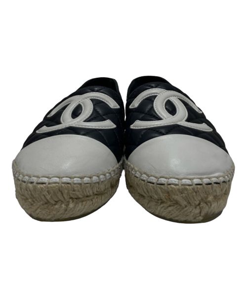 CHANEL（シャネル）CHANEL (シャネル) Coco Mark Espadrille Shoes ネイビー×ホワイト サイズ:37の古着・服飾アイテム