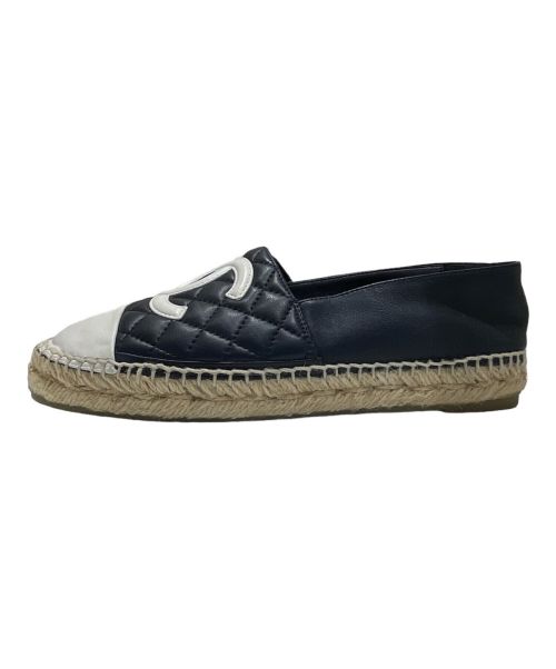 CHANEL（シャネル）CHANEL (シャネル) Coco Mark Espadrille Shoes ネイビー×ホワイト サイズ:37の古着・服飾アイテム