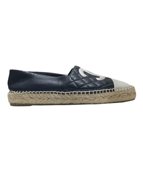 CHANEL（シャネル）CHANEL (シャネル) Coco Mark Espadrille Shoes ネイビー×ホワイト サイズ:37の古着・服飾アイテム
