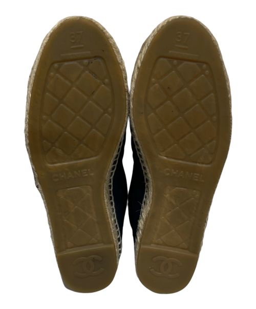 CHANEL（シャネル）CHANEL (シャネル) Coco Mark Espadrille Shoes ネイビー×ホワイト サイズ:37の古着・服飾アイテム