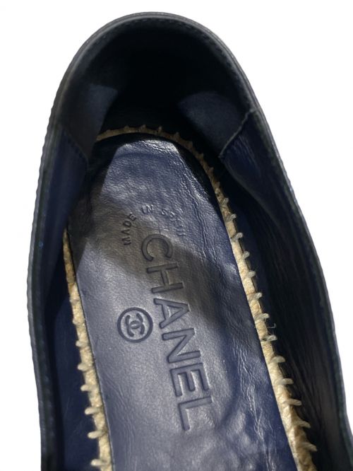 CHANEL（シャネル）CHANEL (シャネル) Coco Mark Espadrille Shoes ネイビー×ホワイト サイズ:37の古着・服飾アイテム