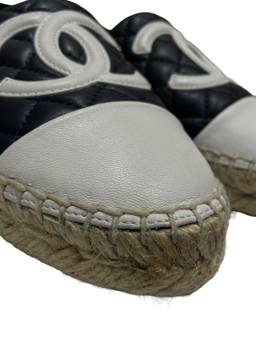 CHANEL（シャネル）CHANEL (シャネル) Coco Mark Espadrille Shoes ネイビー×ホワイト サイズ:37の古着・服飾アイテム