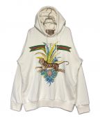 GUCCIグッチ）の古着「TIGER HOODED SWEATSHIRT」｜ベージュ