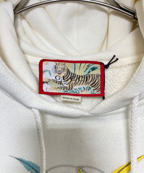 GUCCI（グッチ）GUCCI (グッチ) TIGER HOODED SWEATSHIRT ベージュ サイズ:Ｍの古着・服飾アイテム