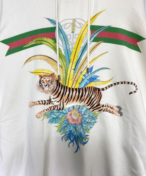 GUCCI（グッチ）GUCCI (グッチ) TIGER HOODED SWEATSHIRT ベージュ サイズ:Ｍの古着・服飾アイテム