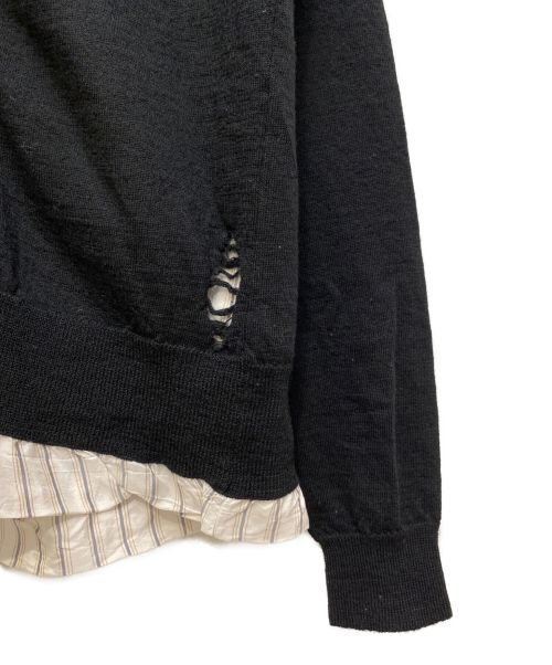 Maison Margiela（メゾンマルジェラ）Maison Margiela (メゾンマルジェラ) 21ss  ダメージ加工レイヤードカーディガン ブラック サイズ:Sの古着・服飾アイテム