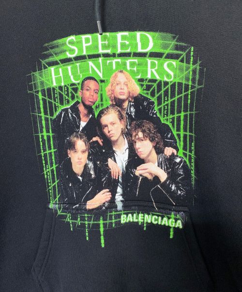 BALENCIAGA（バレンシアガ）BALENCIAGA (バレンシアガ) SPEED HUNTERSプリントパーカー ブラック サイズ:Mの古着・服飾アイテム