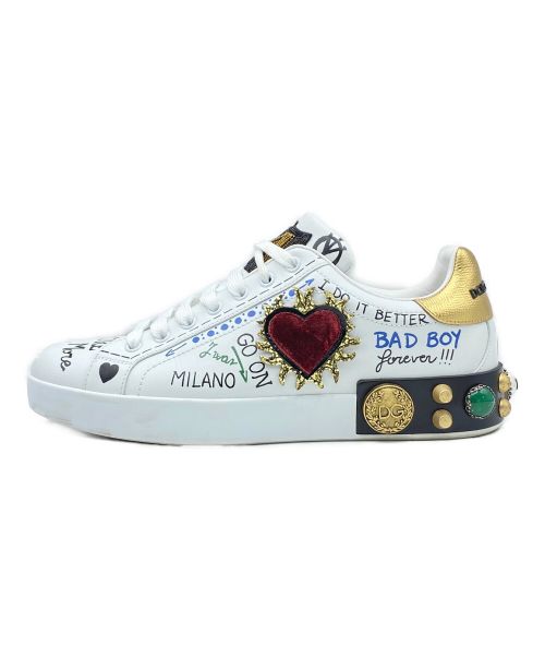 DOLCE & GABBANA（ドルチェ＆ガッバーナ）DOLCE & GABBANA (ドルチェ＆ガッバーナ) 装飾スニーカー ホワイト サイズ:7 1/2の古着・服飾アイテム
