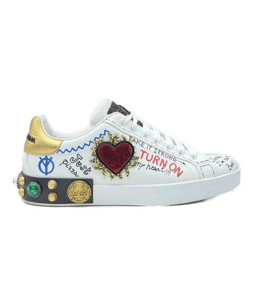 DOLCE & GABBANA（ドルチェ＆ガッバーナ）DOLCE & GABBANA (ドルチェ＆ガッバーナ) 装飾スニーカー ホワイト サイズ:7 1/2の古着・服飾アイテム