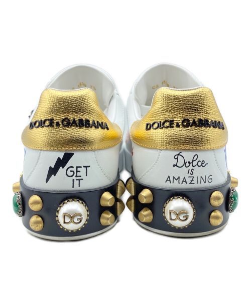 DOLCE & GABBANA（ドルチェ＆ガッバーナ）DOLCE & GABBANA (ドルチェ＆ガッバーナ) 装飾スニーカー ホワイト サイズ:7 1/2の古着・服飾アイテム