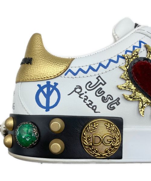 DOLCE & GABBANA（ドルチェ＆ガッバーナ）DOLCE & GABBANA (ドルチェ＆ガッバーナ) 装飾スニーカー ホワイト サイズ:7 1/2の古着・服飾アイテム