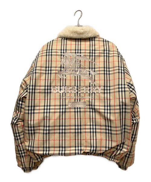 SUPREME（シュプリーム）SUPREME (シュプリーム) BURBERRY (バーバリー) Shearling Collar Down Puffer Jacket ベージュ サイズ:XLの古着・服飾アイテム