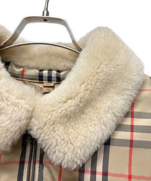 SUPREME（シュプリーム）SUPREME (シュプリーム) BURBERRY (バーバリー) Shearling Collar Down Puffer Jacket ベージュ サイズ:XLの古着・服飾アイテム