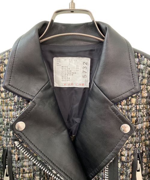 sacai（サカイ）sacai (サカイ) ツイードライダースジャケット ブラック サイズ:1の古着・服飾アイテム