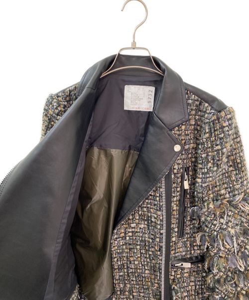 sacai（サカイ）sacai (サカイ) ツイードライダースジャケット ブラック サイズ:1の古着・服飾アイテム