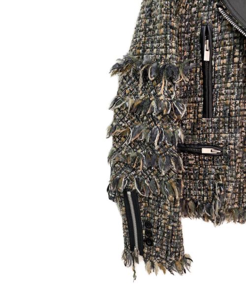 sacai（サカイ）sacai (サカイ) ツイードライダースジャケット ブラック サイズ:1の古着・服飾アイテム