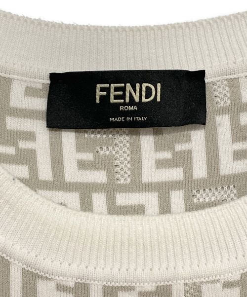 FENDI（フェンディ）FENDI (フェンディ) ズッカ柄半袖ニット ホワイト サイズ:52の古着・服飾アイテム
