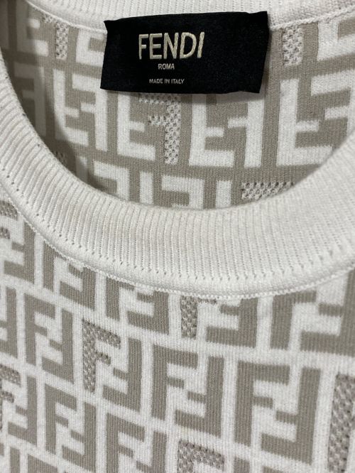 FENDI（フェンディ）FENDI (フェンディ) ズッカ柄半袖ニット ホワイト サイズ:52の古着・服飾アイテム