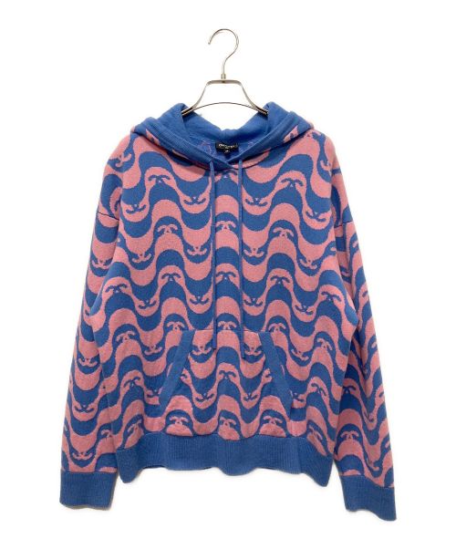 CHANEL（シャネル）CHANEL (シャネル) ココマークカシミヤ総柄ニットパーカー ブルー×ピンク サイズ:38の古着・服飾アイテム