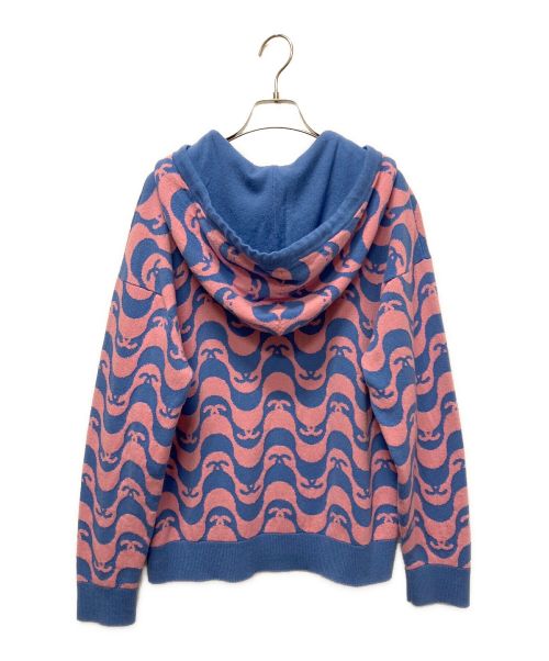 CHANEL（シャネル）CHANEL (シャネル) ココマークカシミヤ総柄ニットパーカー ブルー×ピンク サイズ:38の古着・服飾アイテム