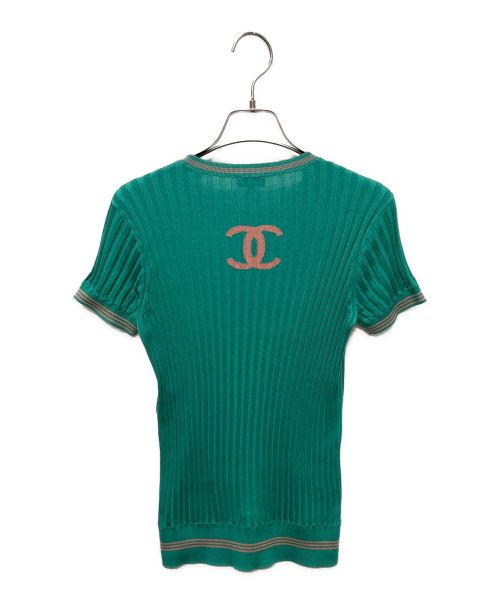 CHANEL（シャネル）CHANEL (シャネル) No.5 バックココマーク リブカットソー グリーン サイズ: 38の古着・服飾アイテム