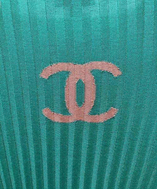 CHANEL（シャネル）CHANEL (シャネル) No.5 バックココマーク リブカットソー グリーン サイズ: 38の古着・服飾アイテム