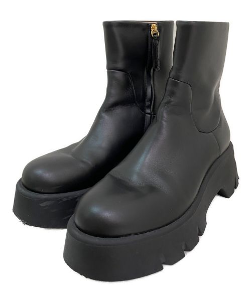 Gianvito Rossi（ジャンヴィト ロッシ）Gianvito Rossi (ジャンヴィト・ロッシ) MONTEY VITELLO GLOVE ブーツ ブラック サイズ:37の古着・服飾アイテム