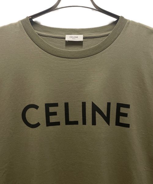 CELINE（セリーヌ）CELINE (セリーヌ) コットン ジャージー ルーズ Tシャツ  カーキ サイズ:Mの古着・服飾アイテム