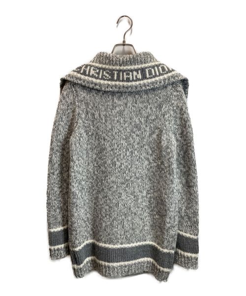 Christian Dior（クリスチャン ディオール）Christian Dior (クリスチャン ディオール) ネックロゴニットカーディガン グレー サイズ:36の古着・服飾アイテム