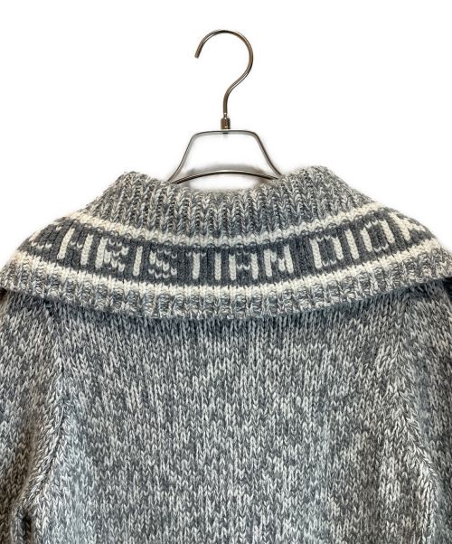 Christian Dior（クリスチャン ディオール）Christian Dior (クリスチャン ディオール) ネックロゴニットカーディガン グレー サイズ:36の古着・服飾アイテム