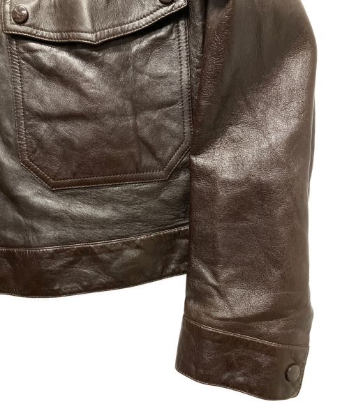 CELINE（セリーヌ）CELINE (セリーヌ) ラムスキントラッカーレザージャケット ブラウン サイズ:52の古着・服飾アイテム