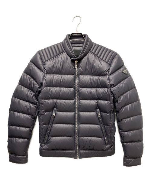 PRADA（プラダ）PRADA (プラダ) NYLON LUCIDバイカーダウンジャケット パープルグレー サイズ:44の古着・服飾アイテム