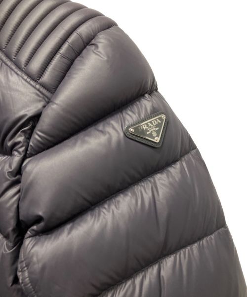 PRADA（プラダ）PRADA (プラダ) NYLON LUCIDバイカーダウンジャケット パープルグレー サイズ:44の古着・服飾アイテム