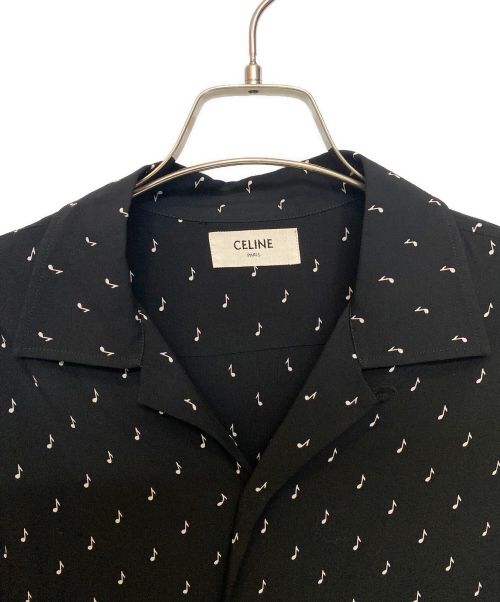 CELINE（セリーヌ）CELINE (セリーヌ) ミュージックノートプリントハワイアン半袖シャツ ブラック サイズ:39の古着・服飾アイテム