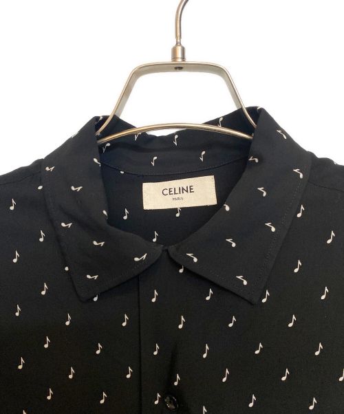 CELINE（セリーヌ）CELINE (セリーヌ) ミュージックノートプリントハワイアン半袖シャツ ブラック サイズ:39の古着・服飾アイテム