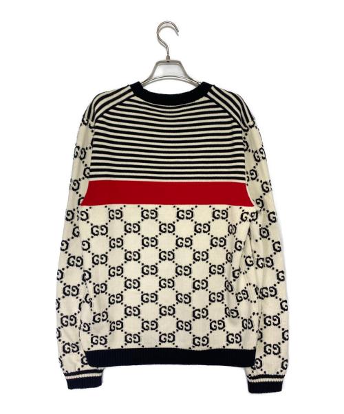 GUCCI（グッチ）GUCCI (グッチ) GGストライプジャガードボーダセーター ベージュ サイズ:XLの古着・服飾アイテム