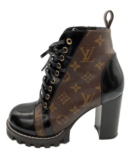 LOUIS VUITTON（ルイ ヴィトン）LOUIS VUITTON (ルイ ヴィトン) モノグラムブーツ ブラウン×ブラック サイズ:38の古着・服飾アイテム