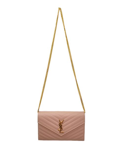 Saint Laurent Paris（サンローランパリ）Saint Laurent Paris (サンローランパリ) カサンドラクラシック チェーンウォレット ライトピンクの古着・服飾アイテム