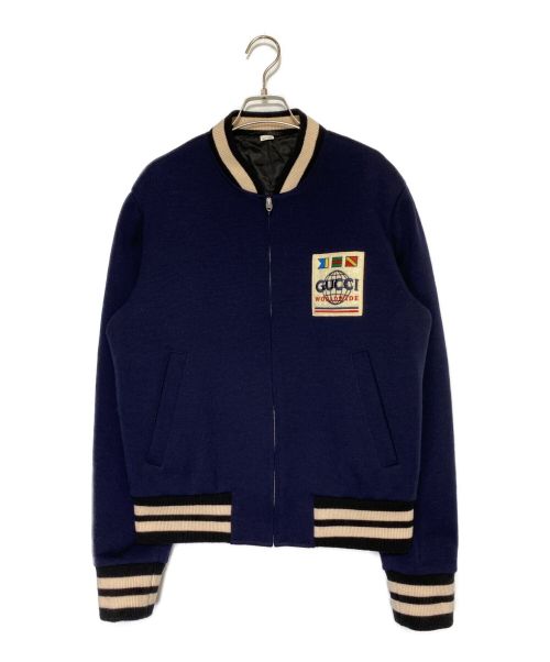 GUCCI（グッチ）GUCCI (グッチ) バーシティジャケット ネイビー サイズ:50の古着・服飾アイテム
