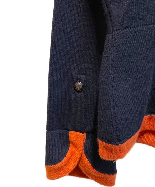 CHANEL（シャネル）CHANEL (シャネル) カシミヤVネックカーディガン ネイビー×オレンジ サイズ:38の古着・服飾アイテム