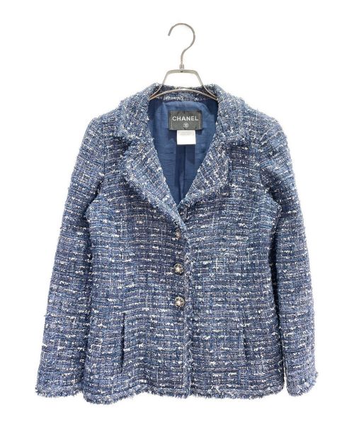 CHANEL（シャネル）CHANEL (シャネル) ツイードジャケット ブルー サイズ:38の古着・服飾アイテム