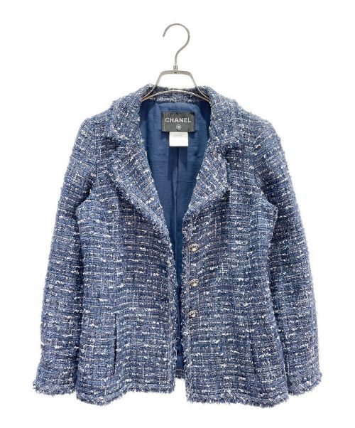 CHANEL（シャネル）CHANEL (シャネル) ツイードジャケット ブルー サイズ:38の古着・服飾アイテム