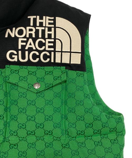GUCCI（グッチ）GUCCI (グッチ) THE NORTH FACE (ザ ノース フェイス) GGダウンベスト グリーン サイズ:Sの古着・服飾アイテム