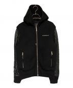 GIVENCHYジバンシィ）の古着「レザースリーブジップパーカー」｜ブラック