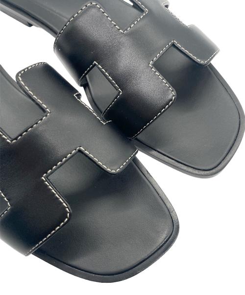 HERMES（エルメス）HERMES (エルメス) オラン Hロゴ レザー サンダル ブラック サイズ:37 1/2の古着・服飾アイテム