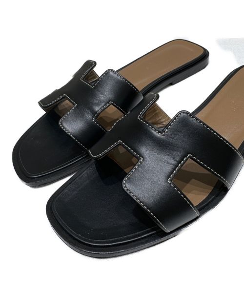 HERMES（エルメス）HERMES (エルメス) Hロゴサンダル ブラック サイズ:36 1/2の古着・服飾アイテム
